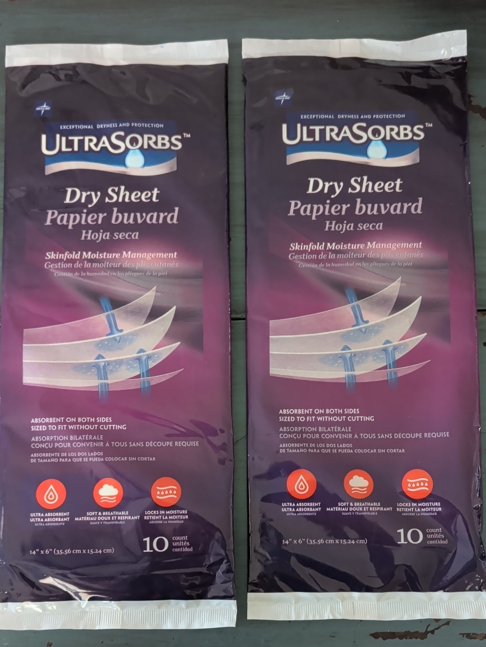 Medline Ultrasorbs Purple Dry Sheet 20 Ct Skinfold Moisture Management